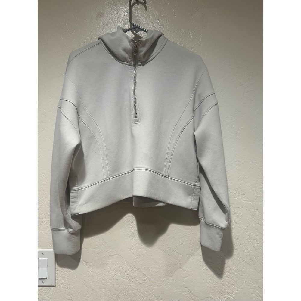 YPB Your Personal Best Gray Quarter Zip Cropped Hoodie Sweatshirt Women's Size S